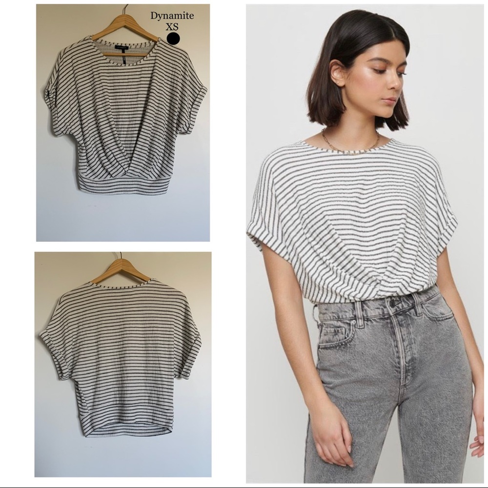 DYNAMITE Striped Crop Top